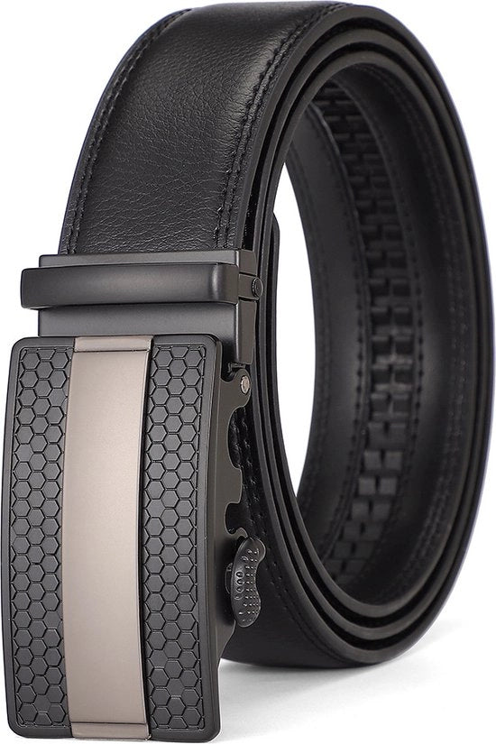 Riem per uomini - cintura in pelle - cintura con chiusura automatica - regolabile - regalo uomo - regalo uomo compleanno - nero