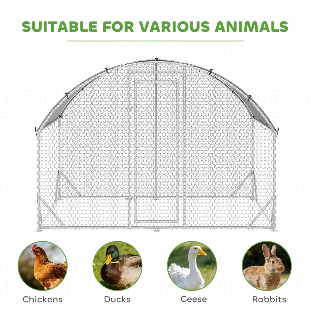 Recinto per Galline in Metallo Galvanizzato ¨C Zephmum ¨C Argento 280x190x197 cm