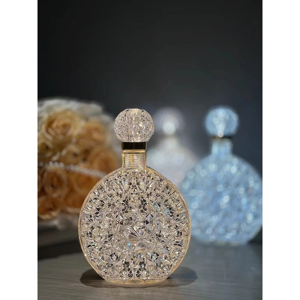 Trade Shop - Lampada Da Tavolo Luce Notturna D'atmosfera Cristallo Bottiglia Vino Ricarica Touch -