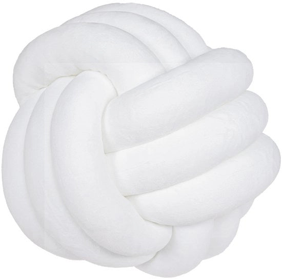 Sfaccio morbido con motivo a nodo, cuscino morbido a forma rotonda per decorazione domestica, cuscino di piuma bianca con motivo a nodo (13 cm, avorio)