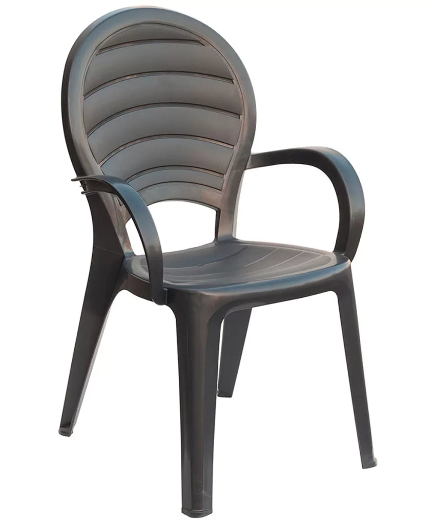 PALOMA, Set 4 Poltrone da Esterno, Polipropilene, 56×55×88 cm, Impilabili Resistenti ai Raggi UV, Antracite