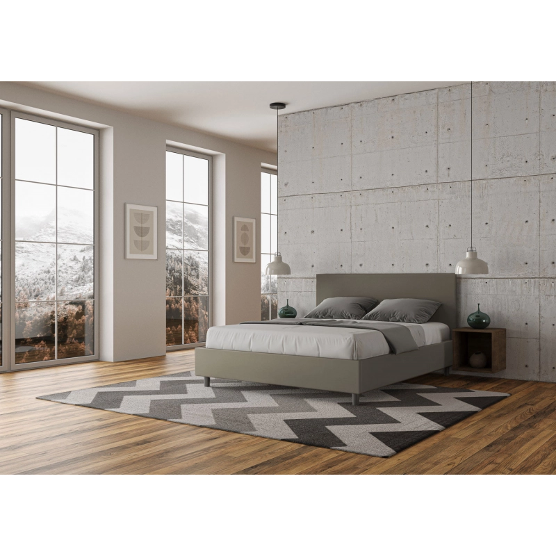 Letto imbottito Matrimoniale 160x190 cm Adele - Similpelle,Cappuccino,Con rete