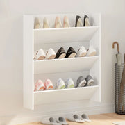 Scarpiera a Muro Bianca 80x18x90 cm in Legno Multistrato 806777
