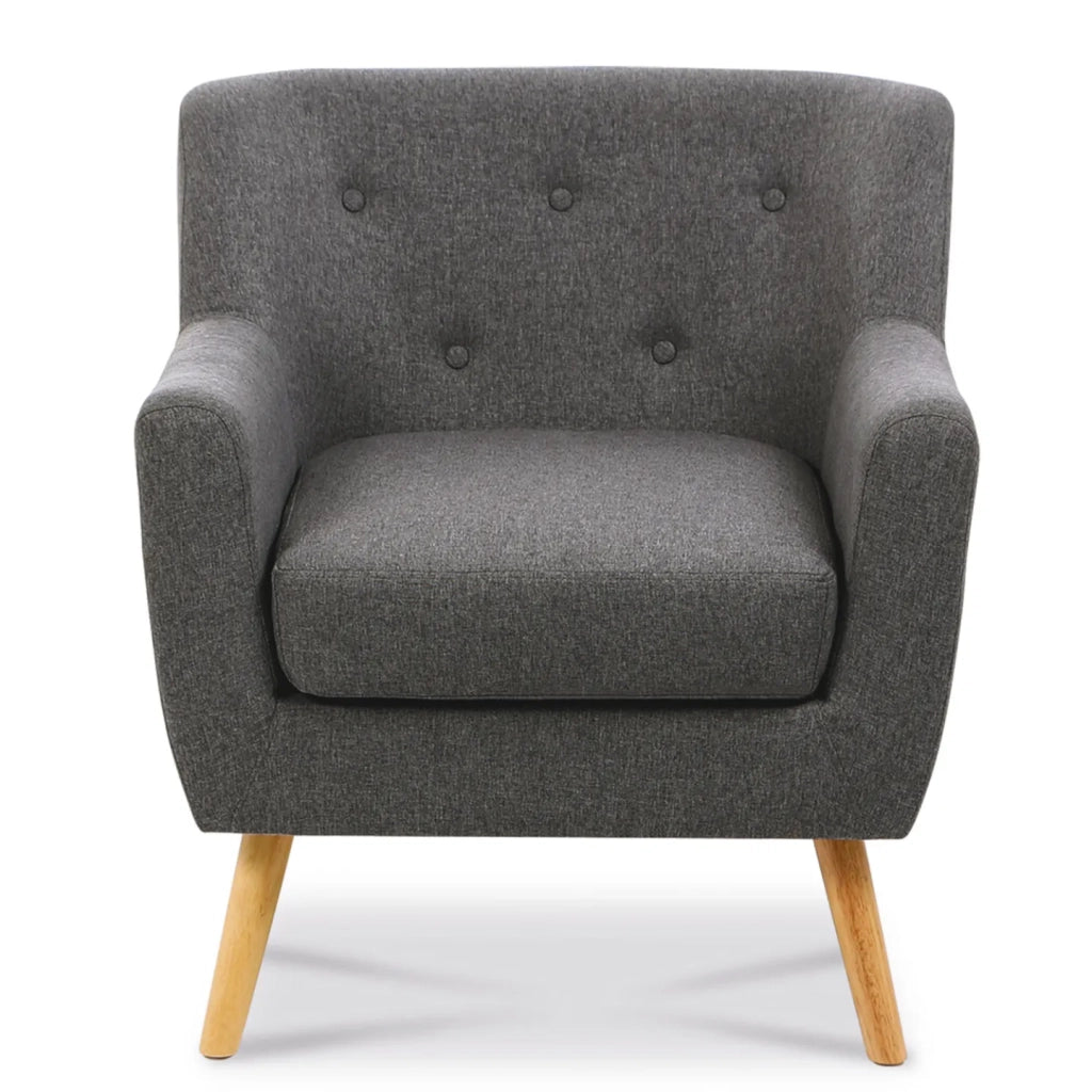 IDMarket - Sillón escandinavo LIV con reposapiés en tejido gris antracita