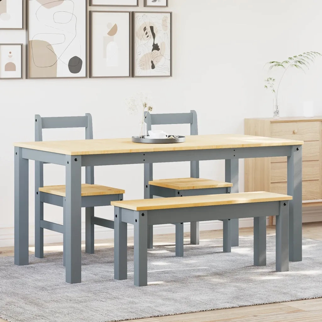 Set da Pranzo 4 pz PANAMA Grigio in Legno Massello di Pino 3345177