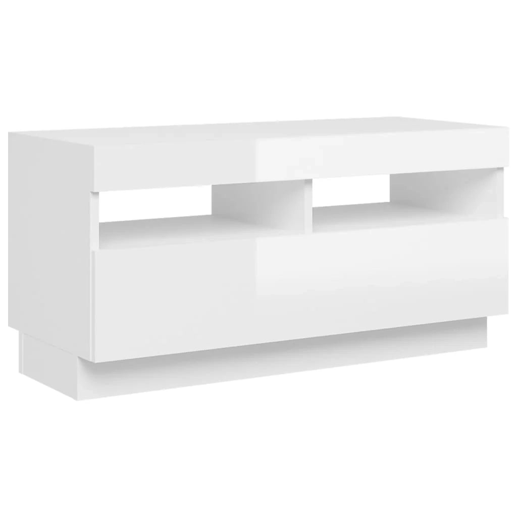 Mobile TV multimediale mensola TV credenza mobile TV per sala da pranzo soggiorno camera da letto con luci LED finitura lucida 80 x 35 x 40 cm bianco 02_0026659