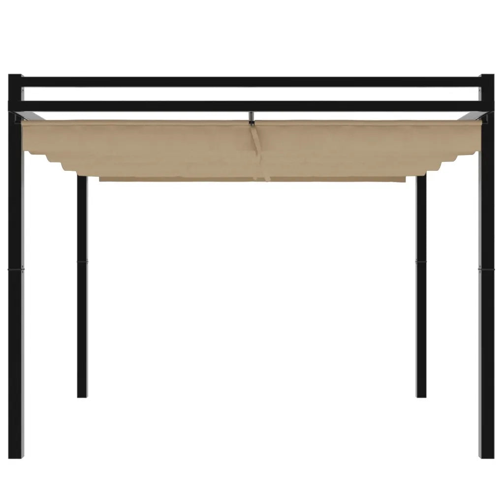 Gazebo da Giardino con Tetto Retrattile Tortora 3x3 m Alluminio
