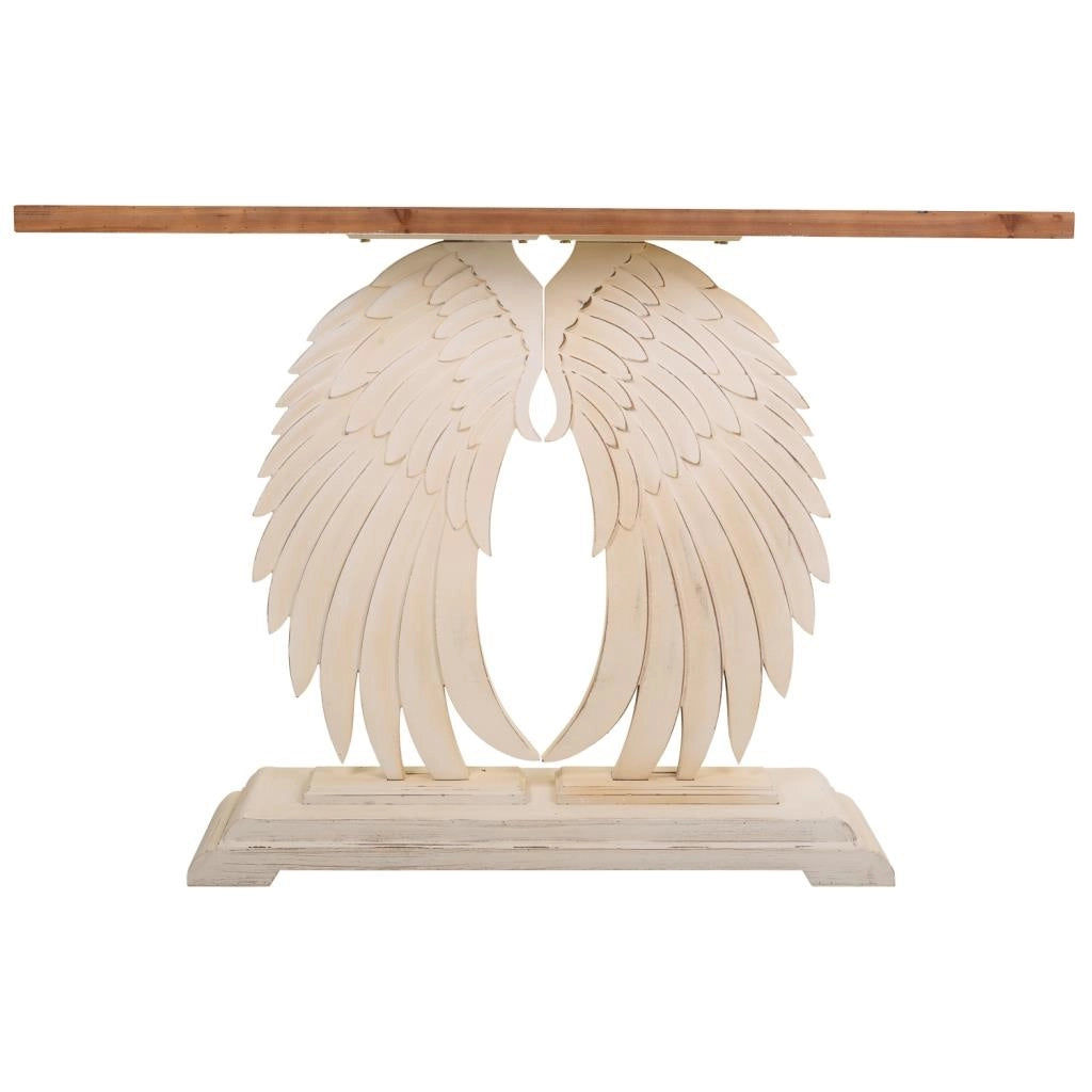 Mobile da ingresso in legno bianco intagliato 150x40x101h
