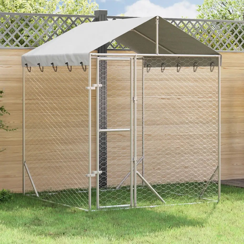 vidaXL Cuccia Cani da Esterno Tetto Argento 2x2x2,5 m Acciaio Zincato
