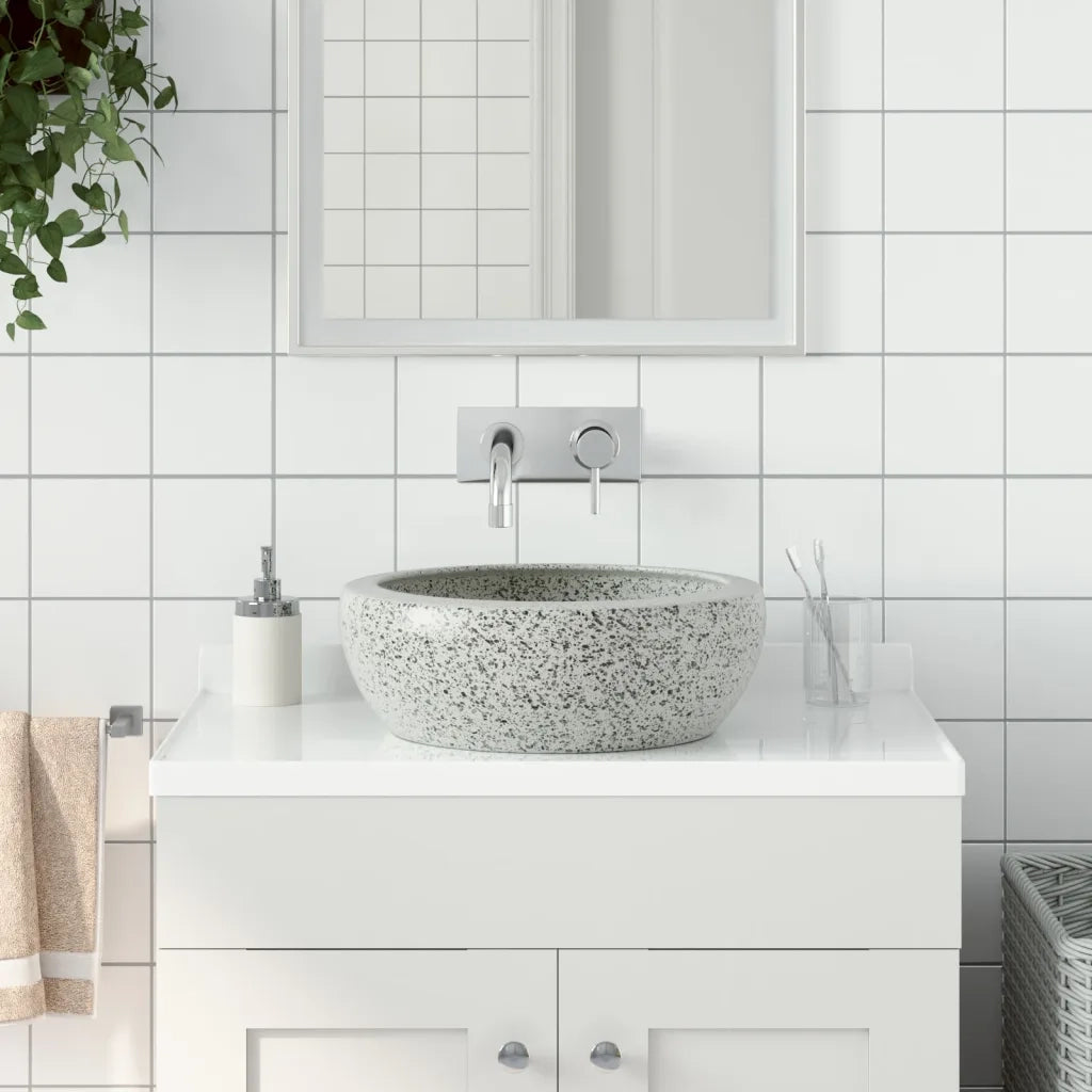 Lavabo da Appoggio Grigio Rotondo ¦µ41x14 cm Ceramica CFW4400046