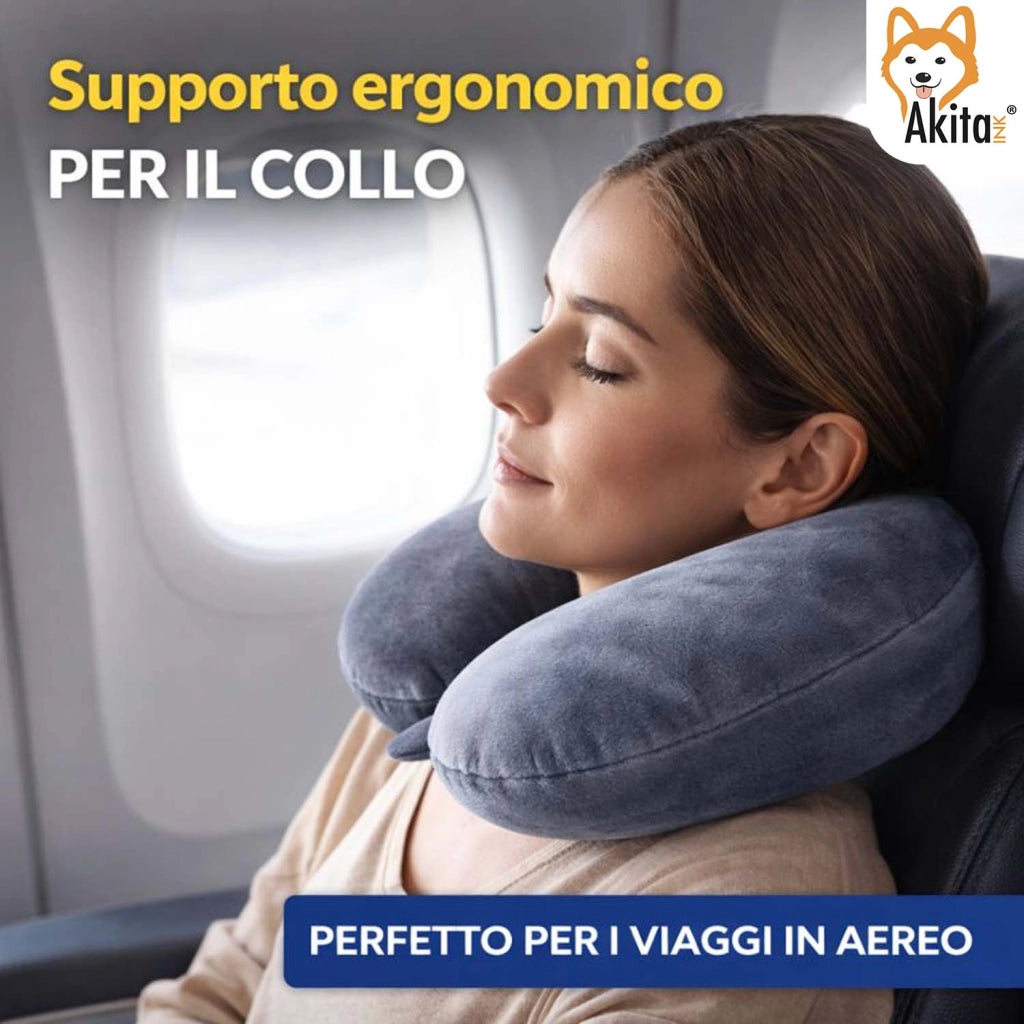 Akitaink Cuscino da Viaggio in Memory Foam a U per Collo