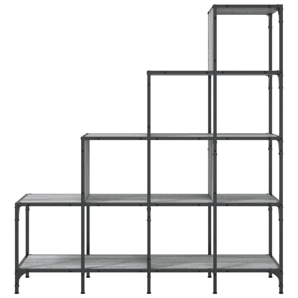 Libreria-Scaffale per Libri-Mobile di Stoccaggio Grigio Sonoma 122x30x132cm Legno Multistrato e Metallo