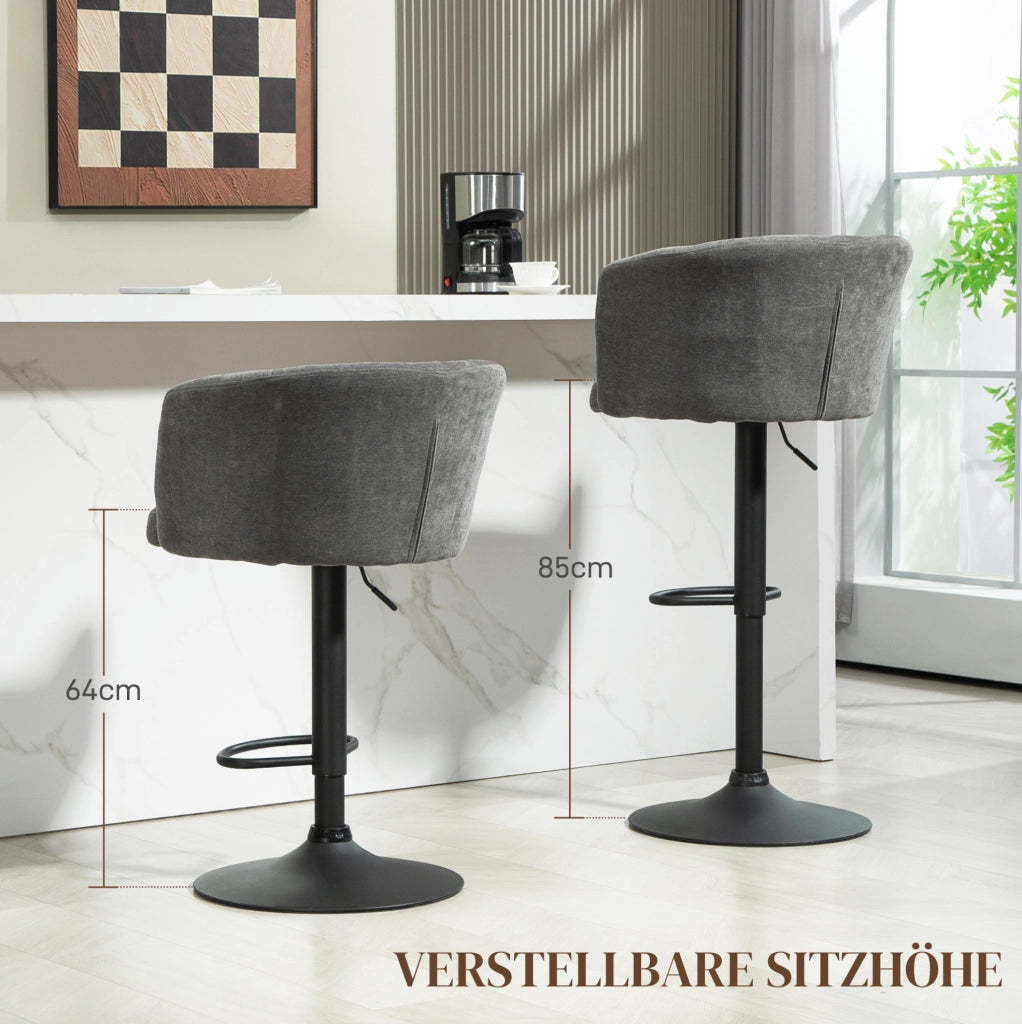 Set 2 sgabelli da bar girevoli grigio scuro