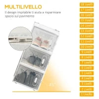 Mobile Scarpiera Modulare Salvaspazio, 18 Cubi 28x36x21 cm in Plastica PP, Bianco