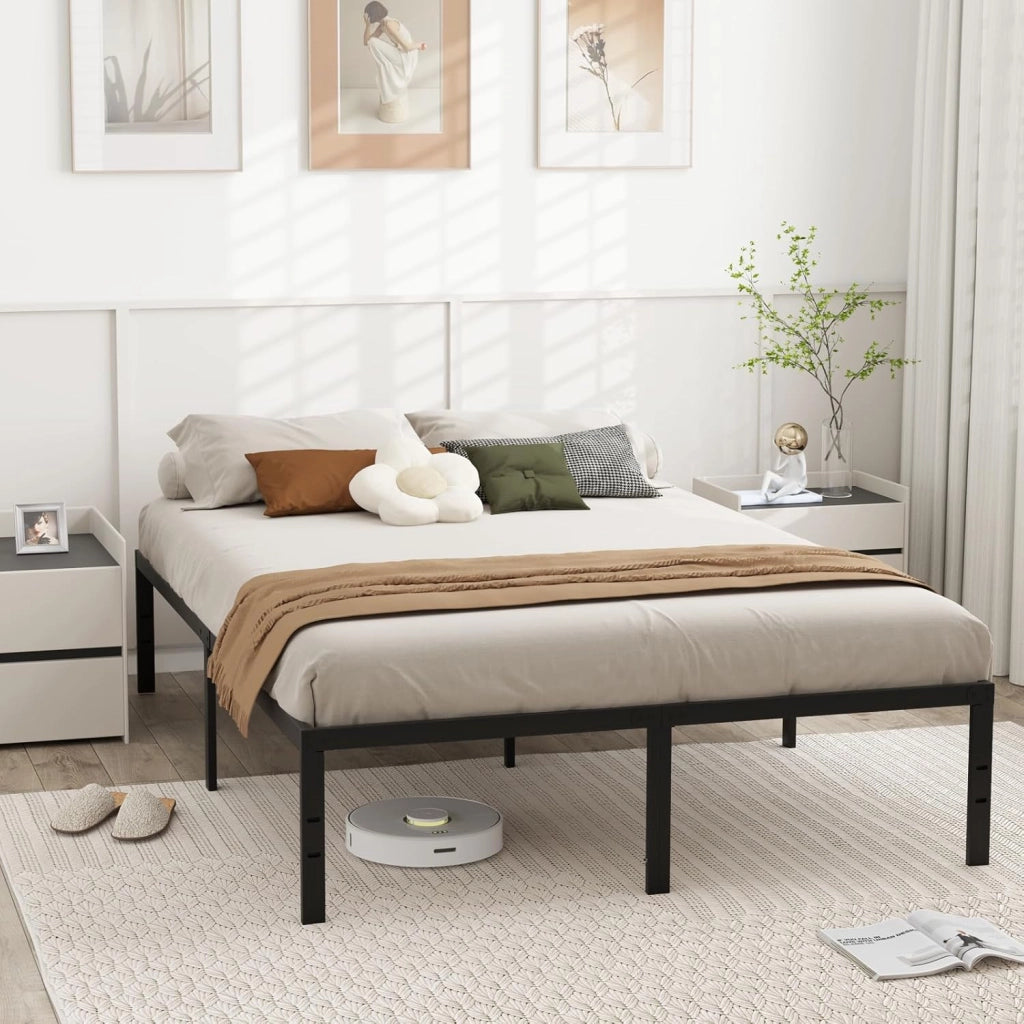 Telaio letto 160 x 200 cm, letto in metallo con rete a doghe, letto matrimoniale in metallo, spazio sotto il letto, letto per ragazzi moderno, piattaforma