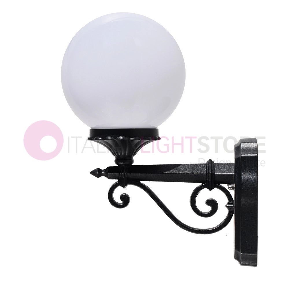 PANAMA Lampada a Parete Applique da Esterno ANTRACITE con sfera globo policarbonato d.20 OPALE