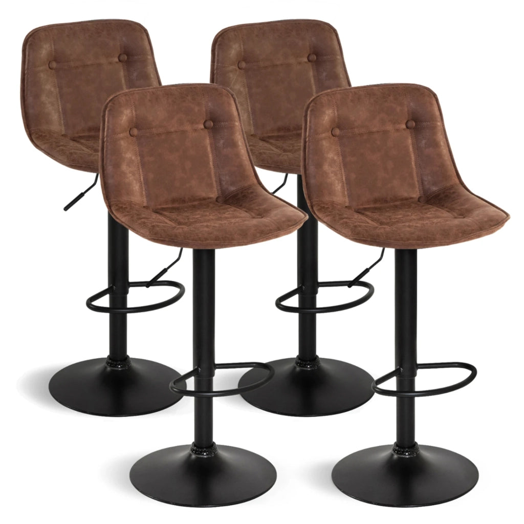 IDMarket - Set di 4 sgabelli da bar DENVER marrone vintage