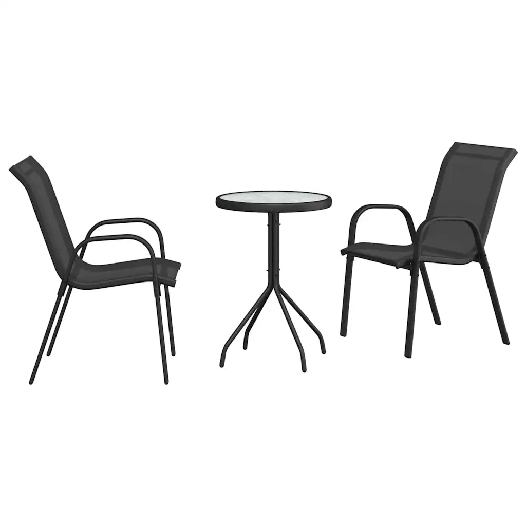 Set Bistro da Giardino 3 pcs Nero Acciaio 42003978