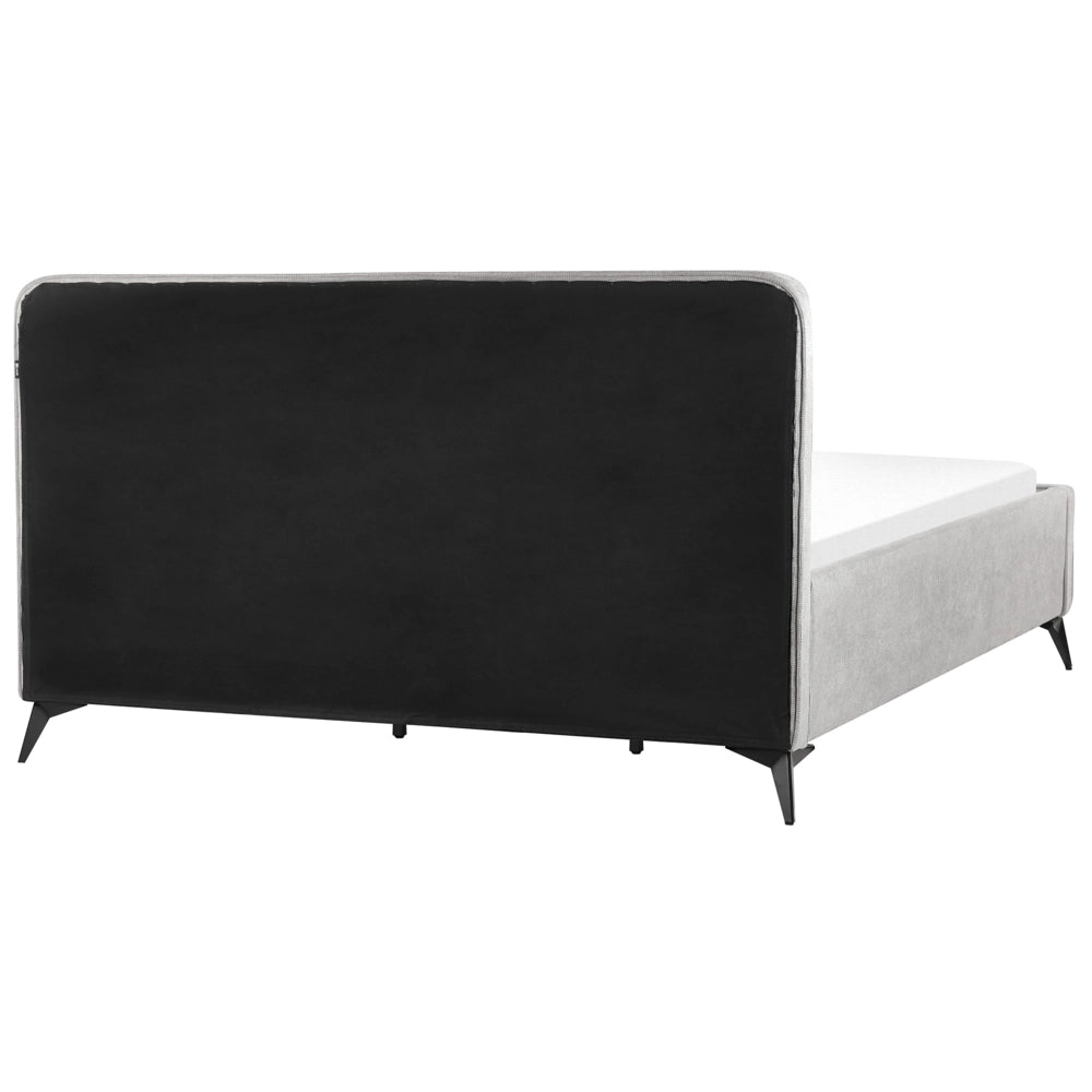 Letto Grigio Chiaro in tessuto Gambe in metallo nero 180 x 200 cm a doghe Camera da letto Classica Minimalista