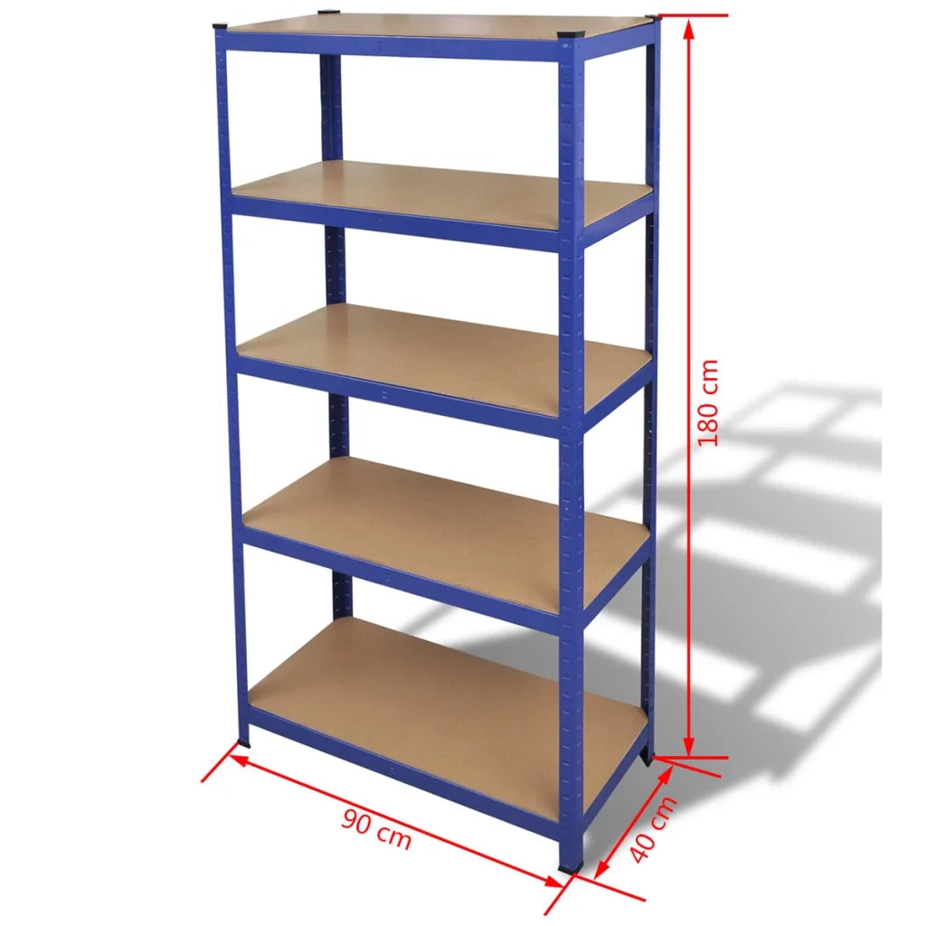 Mensola 5 Strati Blu in Acciaio e Legno Multistrato cod mxl 53189