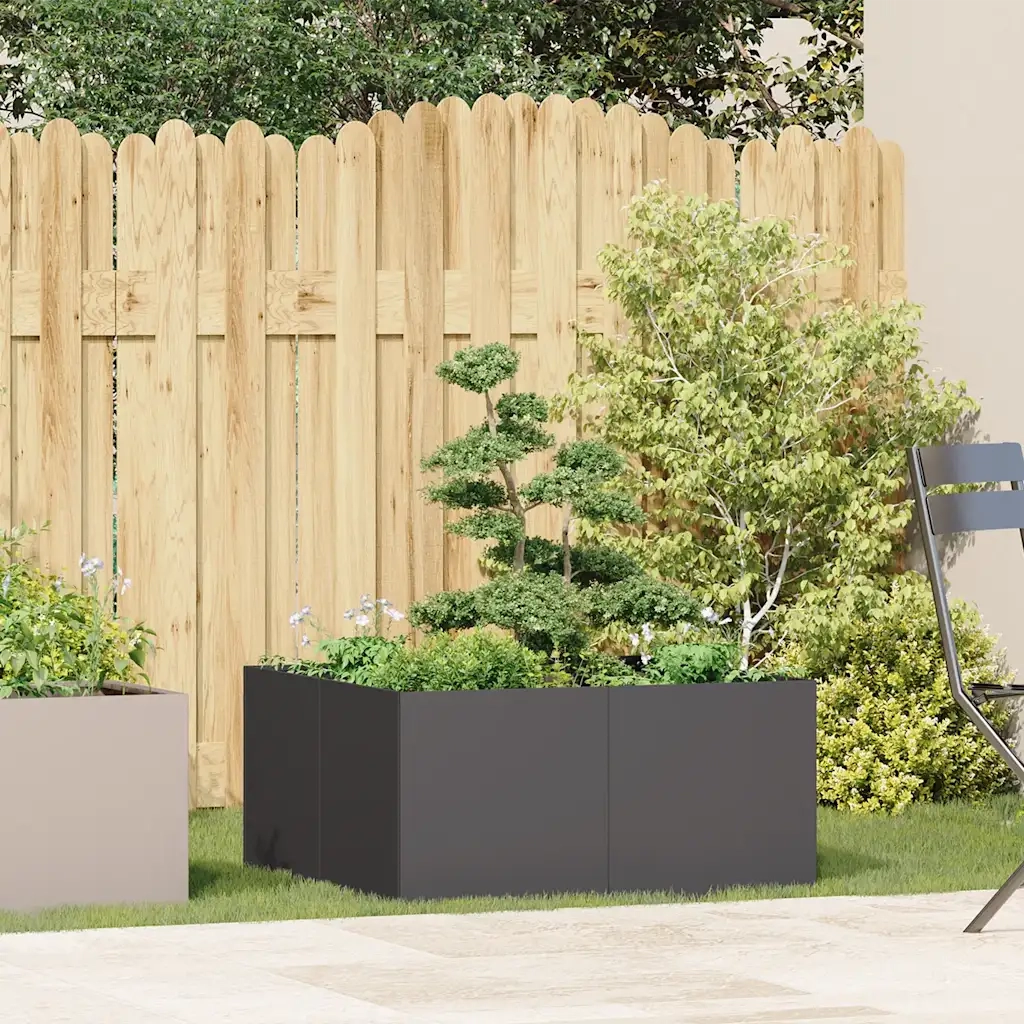 Fioriera Nera 80x80x40 cm in Acciaio Laminato a Freddo 860738