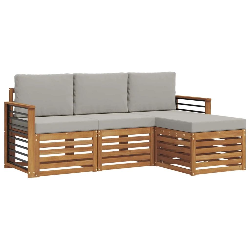 Set di divani da esterno 4 pcs Grigio Naturale e Chiaro 3374621