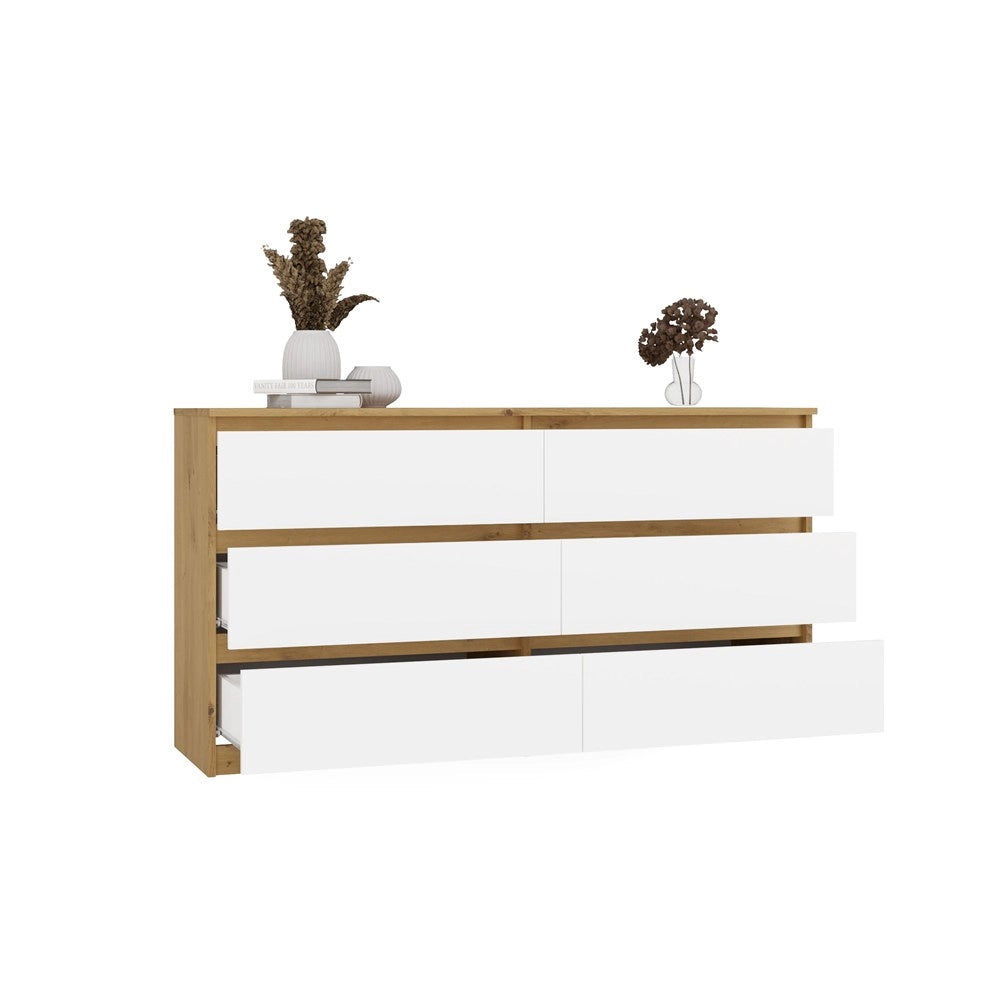 Cassettiera MALWA M6 140 rovere artisan bianco per camera e soggiorno