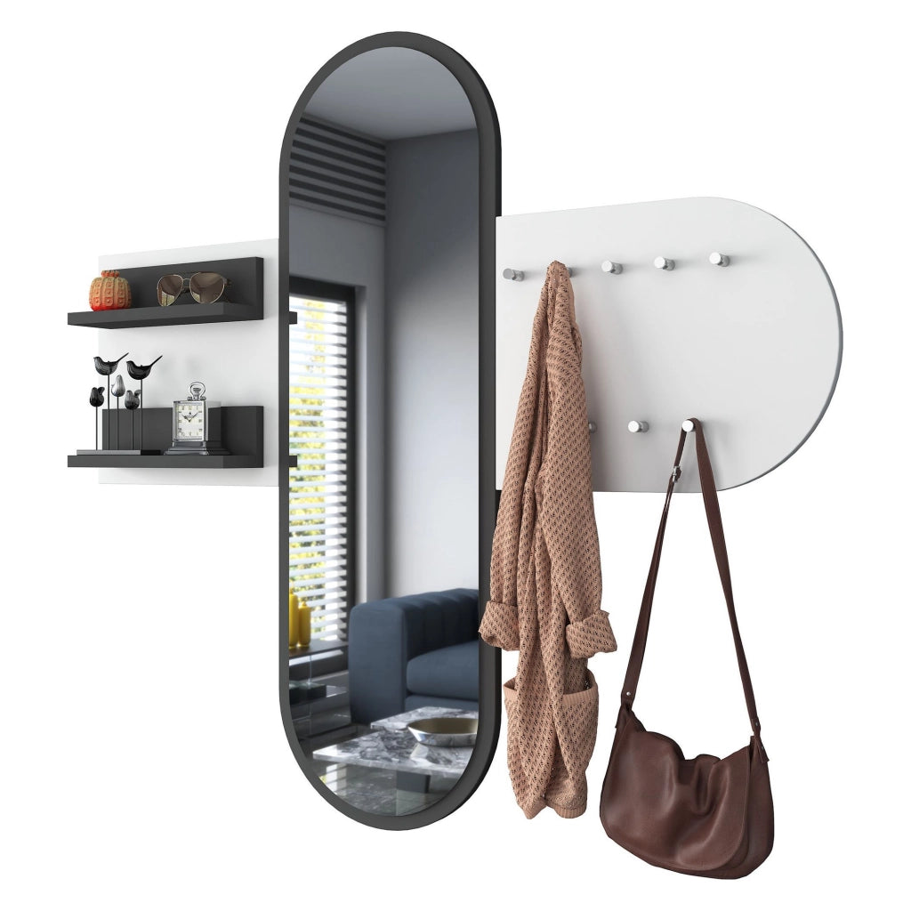 Guardia, Appendiabiti con Specchio, 120h cm Bianco