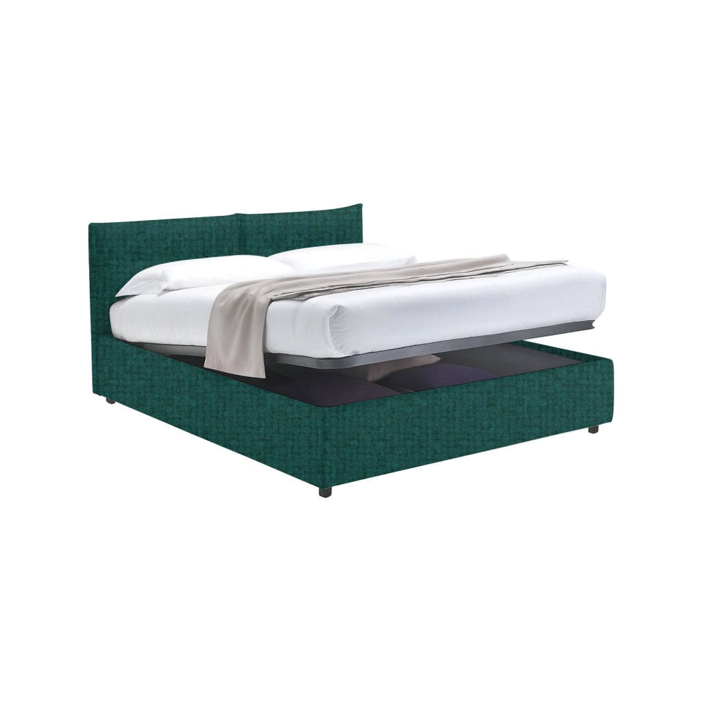 Derby, Letto Matrimoniale Sfoderabile Made in Italy, Verde Petrolio
