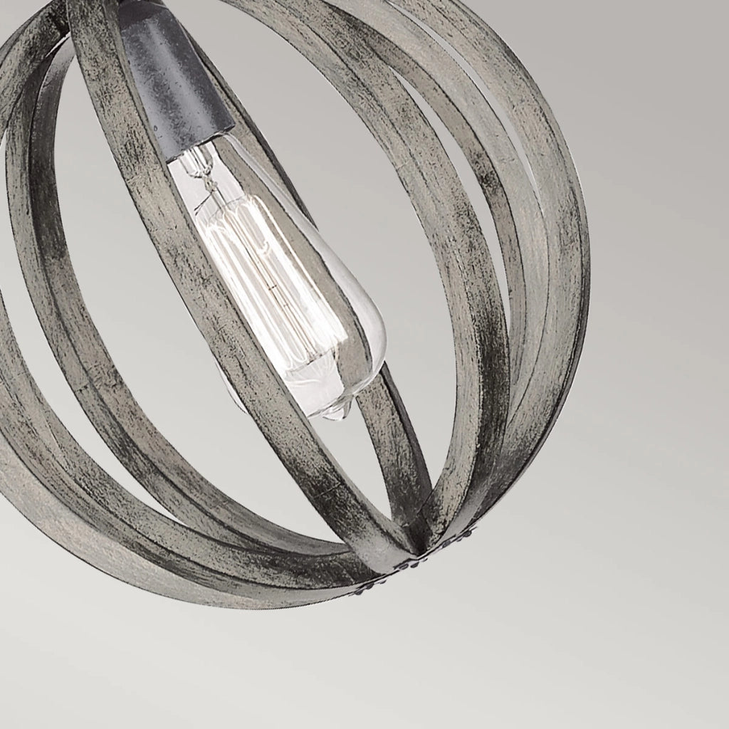 Lampada a sospensione sfera legno Allier Feiss E27