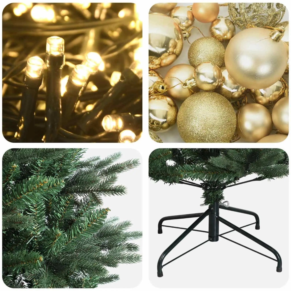 Albero di Natale artificiale con palline 120 cm 150 LED 3465659