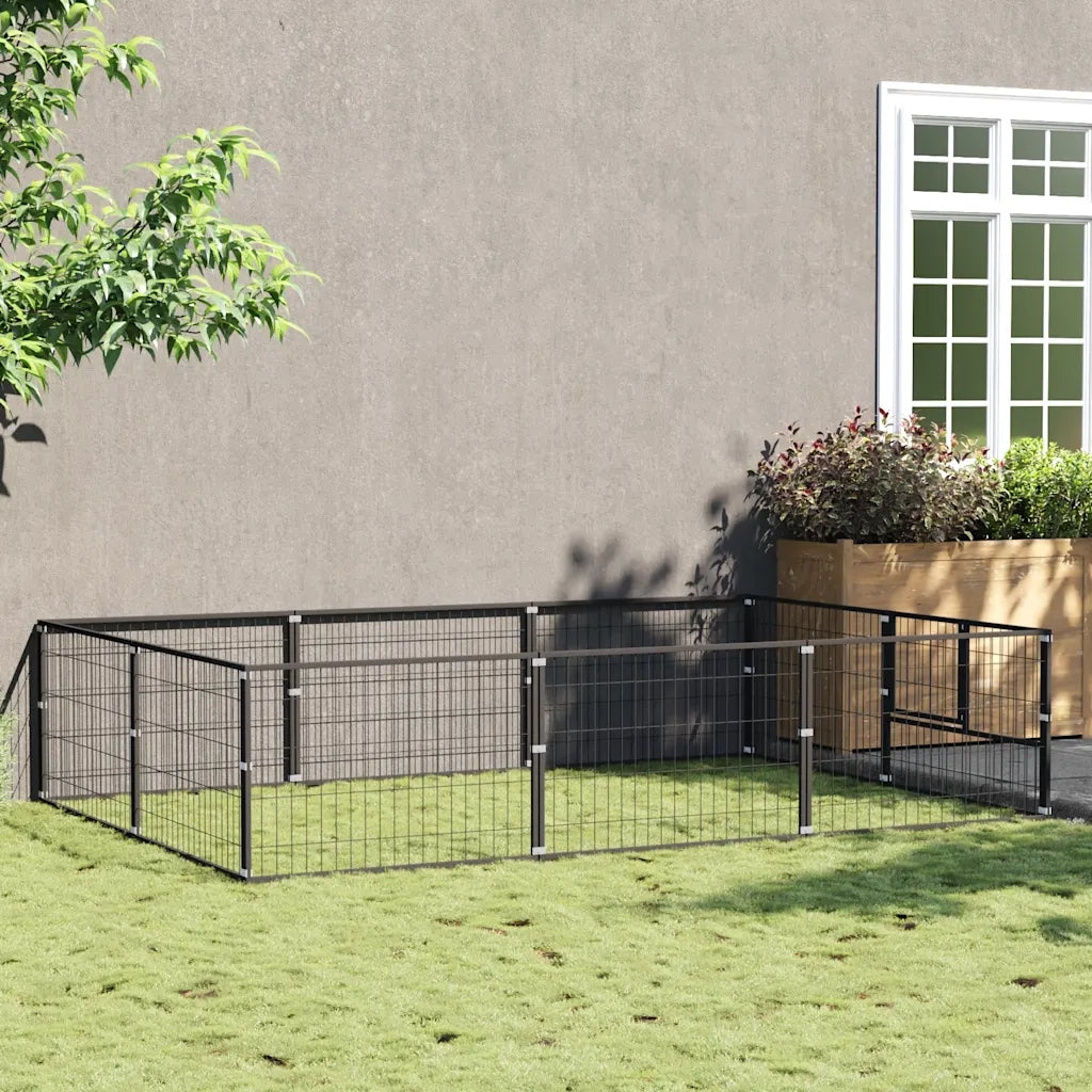 Gabbia per Cani Nera 6 m² in Acciaio 3082110