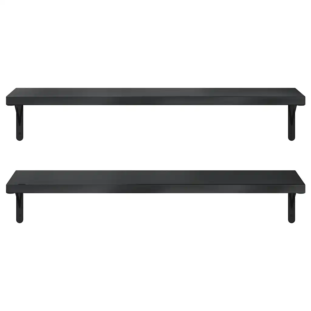 Mensole a Muro 2 pz 100x30 cm Nero in Acciaio Inossidabile