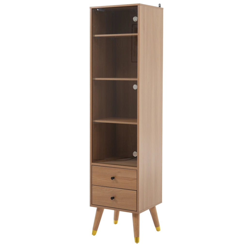 Vetrina con 3 ripiani regolabili e 2 cassetti - per soggiorno - in MDF - Wood