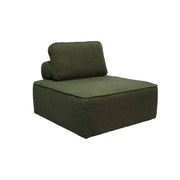 Modulo per divano modulare in tessuto bouclé, 1 posto, verde kaki