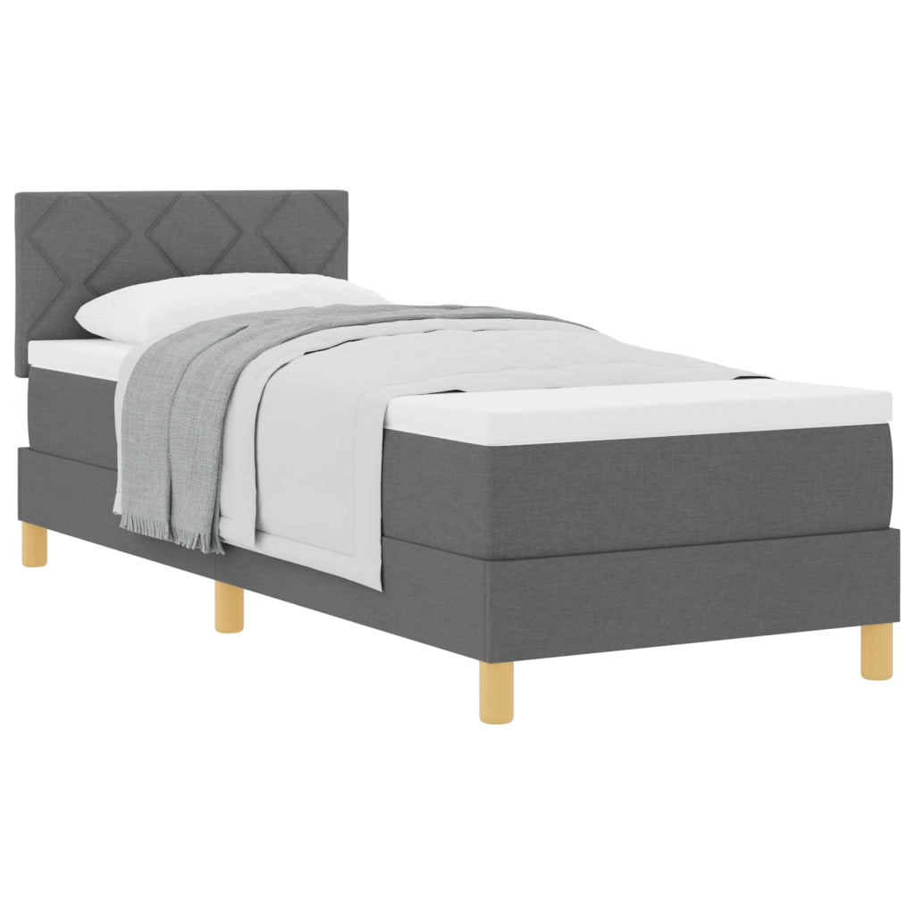 Letto box spring con materasso grigio scuro 80x200 cm in tessuto