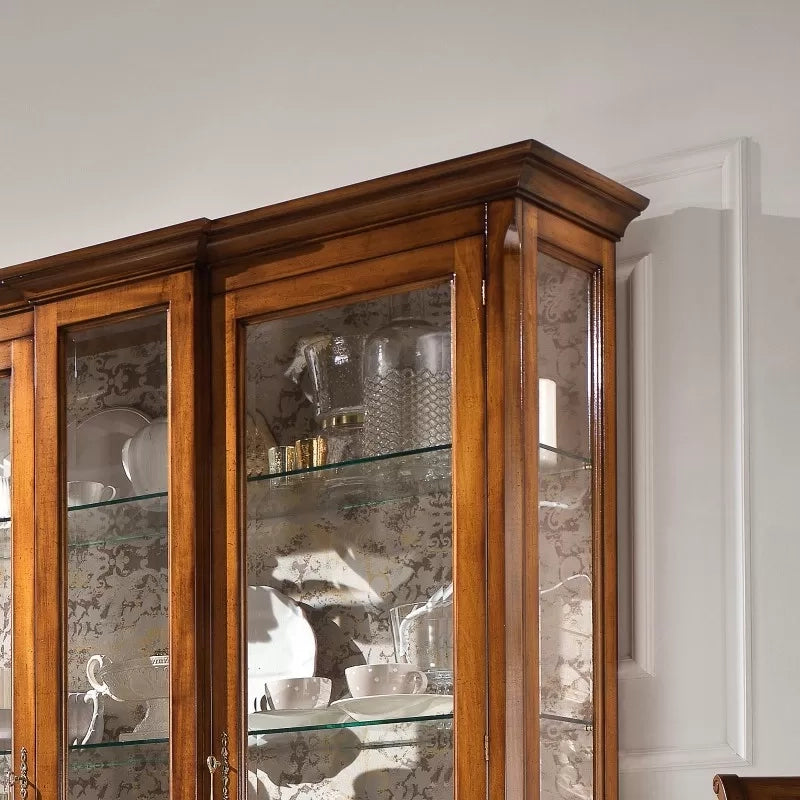 Vetrina classica 2 porte legno intarsio bassano 163x45x207 - Mobili 2G