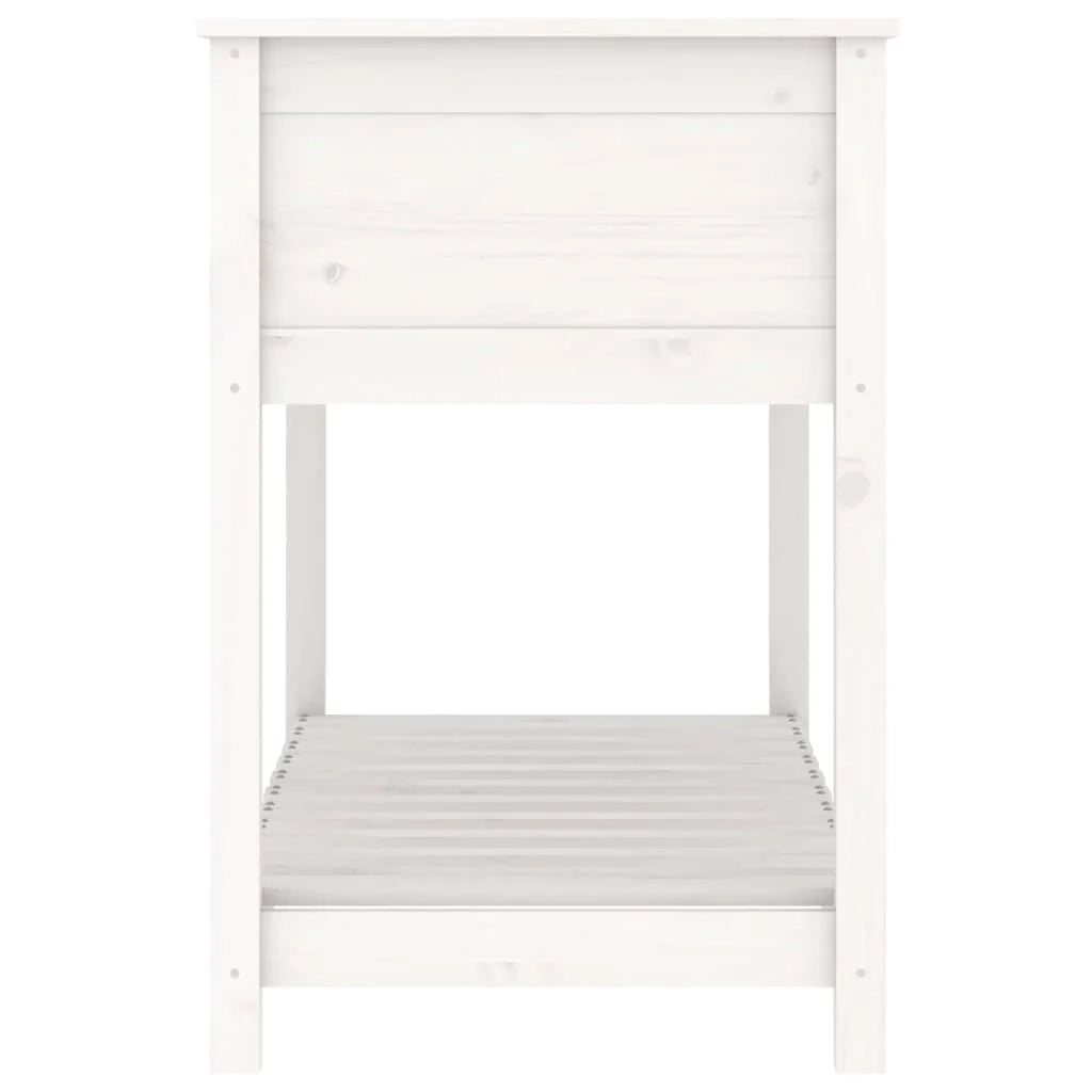 Fioriera rialzata per piante fiori patio giardino con ripiano 111,5 x 54 x 81 cm legno massello di pino bianco 02_0038386