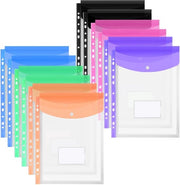 Documentenmap A4, 12 pezzi, 12 fogli trasparenti con chiusura a vite e spazio per etichetta, document holder trasparente con 11 fori, espandibile e impermeabile, A4 per archiviazione, 6 colori
