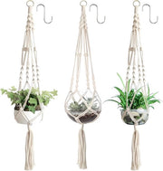3 pezzi di Corolle a Maglia - Decorazione Boho - Filo di Cotone - Lampadari - Pendenti per Piante - Per Interno - Esterno - Balcone - Giardino - Finestra