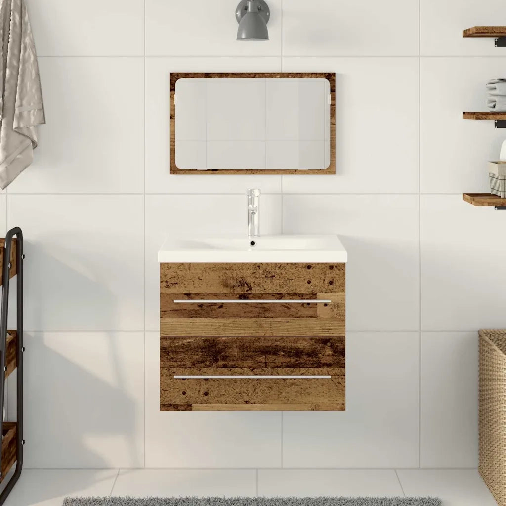 Armadio per Lavabo da Bagno con cassetto 2 pcs Legno vecchio 3332496