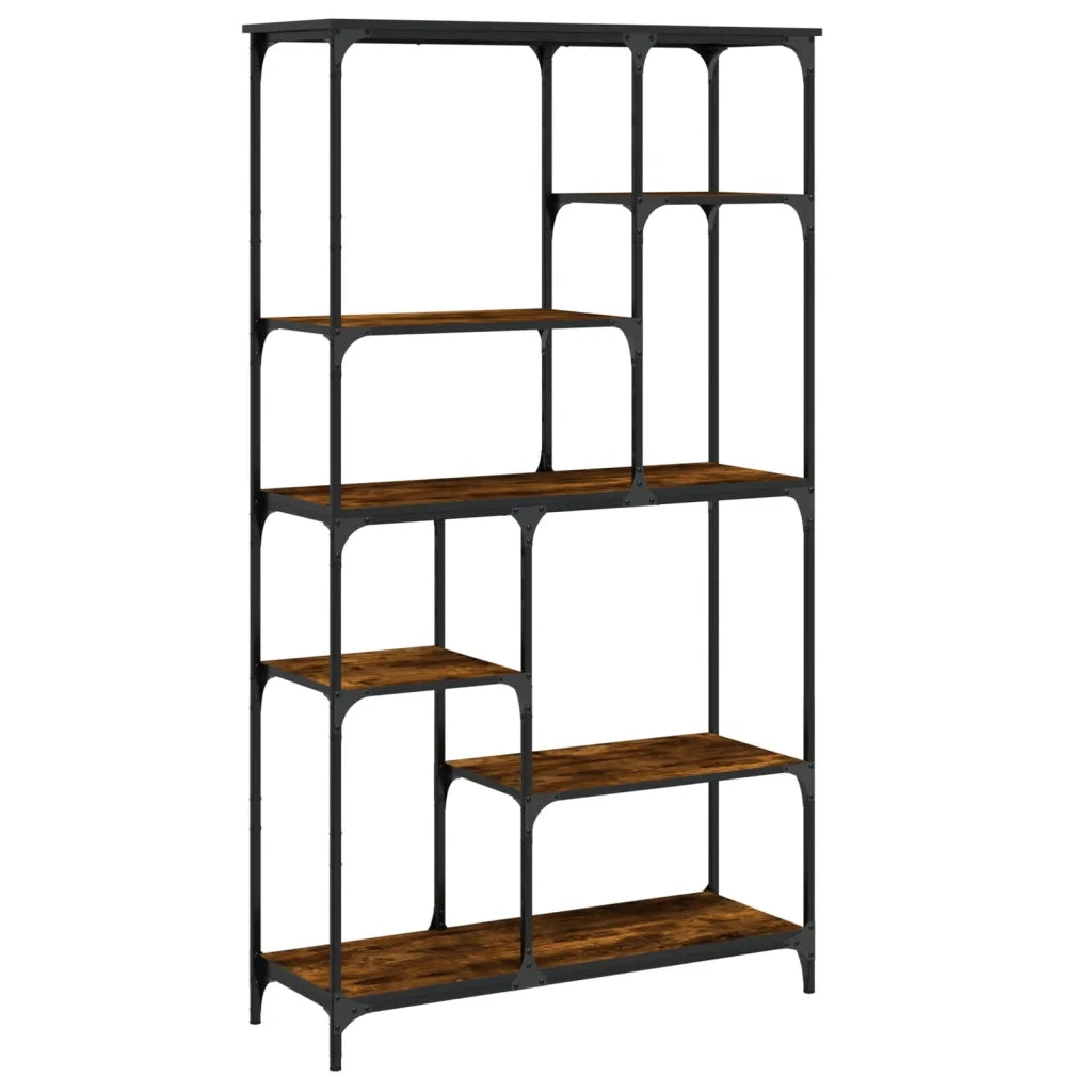 Libreria Rovere Fumo 99x35,5x176 cm Legno Multistrato e Acciaio 835411
