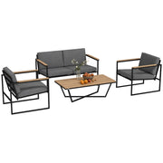 Set mobili da giardino 4 posti ¨C zephmum ¨C 2 divani, 2 sedie, cuscini, tavolino grigio