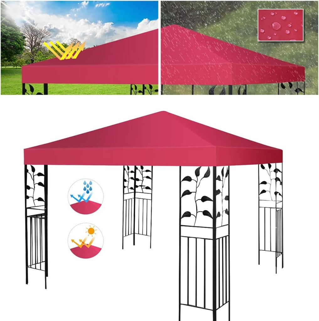 Tetto di Ricambio, per Gazebo Giardino di 3 x 3 M, Doppio/Singolo Strato, in Tessuto Poliestere, per Cortile/Spiaggia/Parco, 3 Colori e 2 Stili