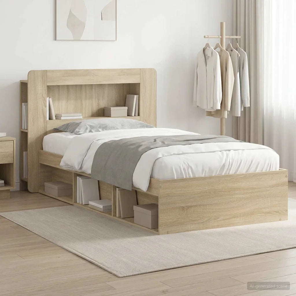 Telaio del letto con storage Rovere Sonoma 90 x 190 cm