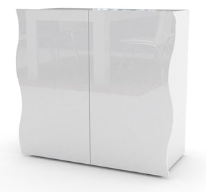 Mobile Multiuso 2 Ante 90x40x81 cm Onda Bianco Lucido