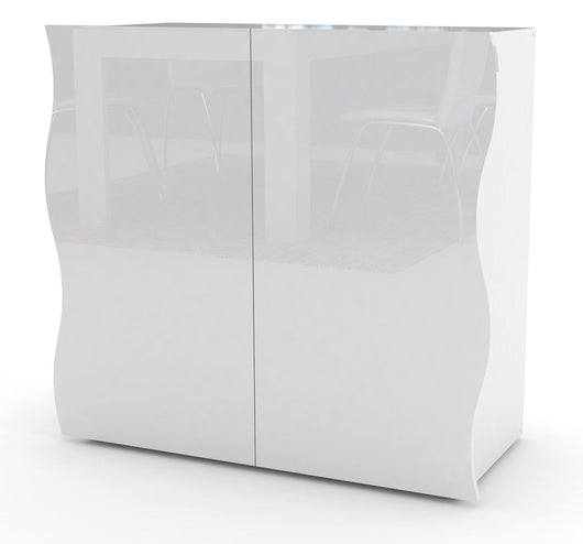 Mobile Multiuso 2 Ante 90x40x81 cm Onda Bianco Lucido