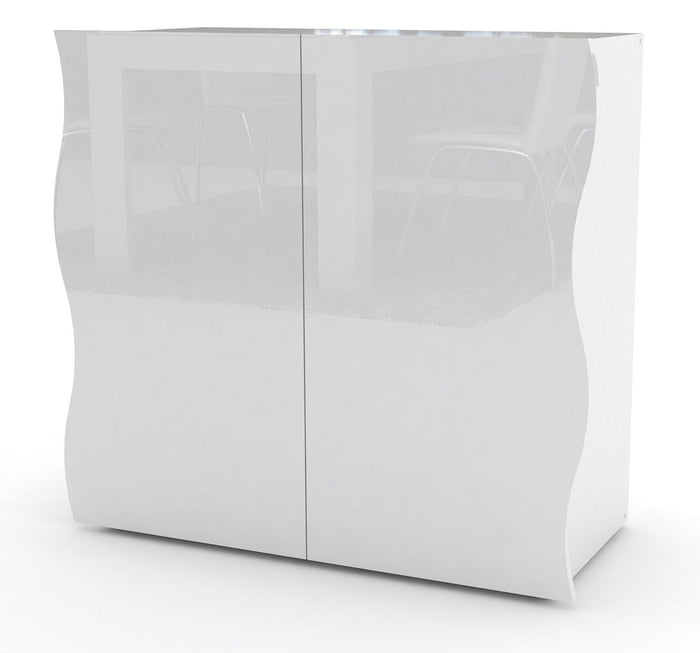 Mobile Multiuso 2 Ante 90x40x81 cm Onda Bianco Lucido