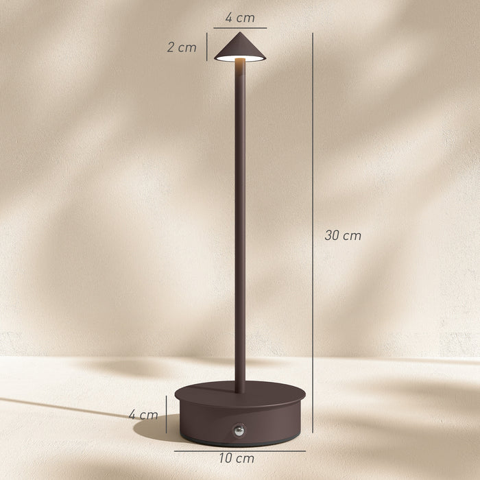 Lampada da Tavolo Touch Luce Led 3 Tonalità Ricaricabile con USB in Acciaio Caffè