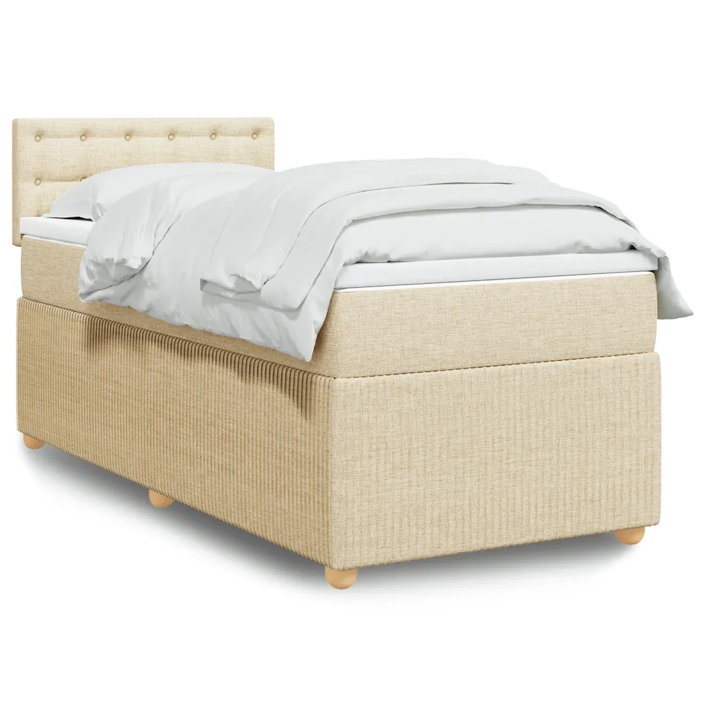 Giroletto a Molle con Materasso Crema 90x190 cm in Tessuto